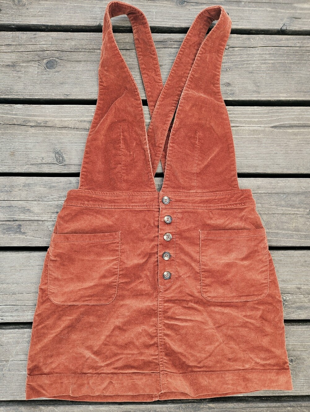 Free People We The Free Rust Corduroy Skirtall Overall Dress Size 4